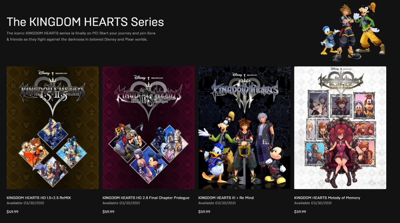 Foto de The Kingdom Hearts series llegará a PC siendo una exclusiva de la Epic Games Store