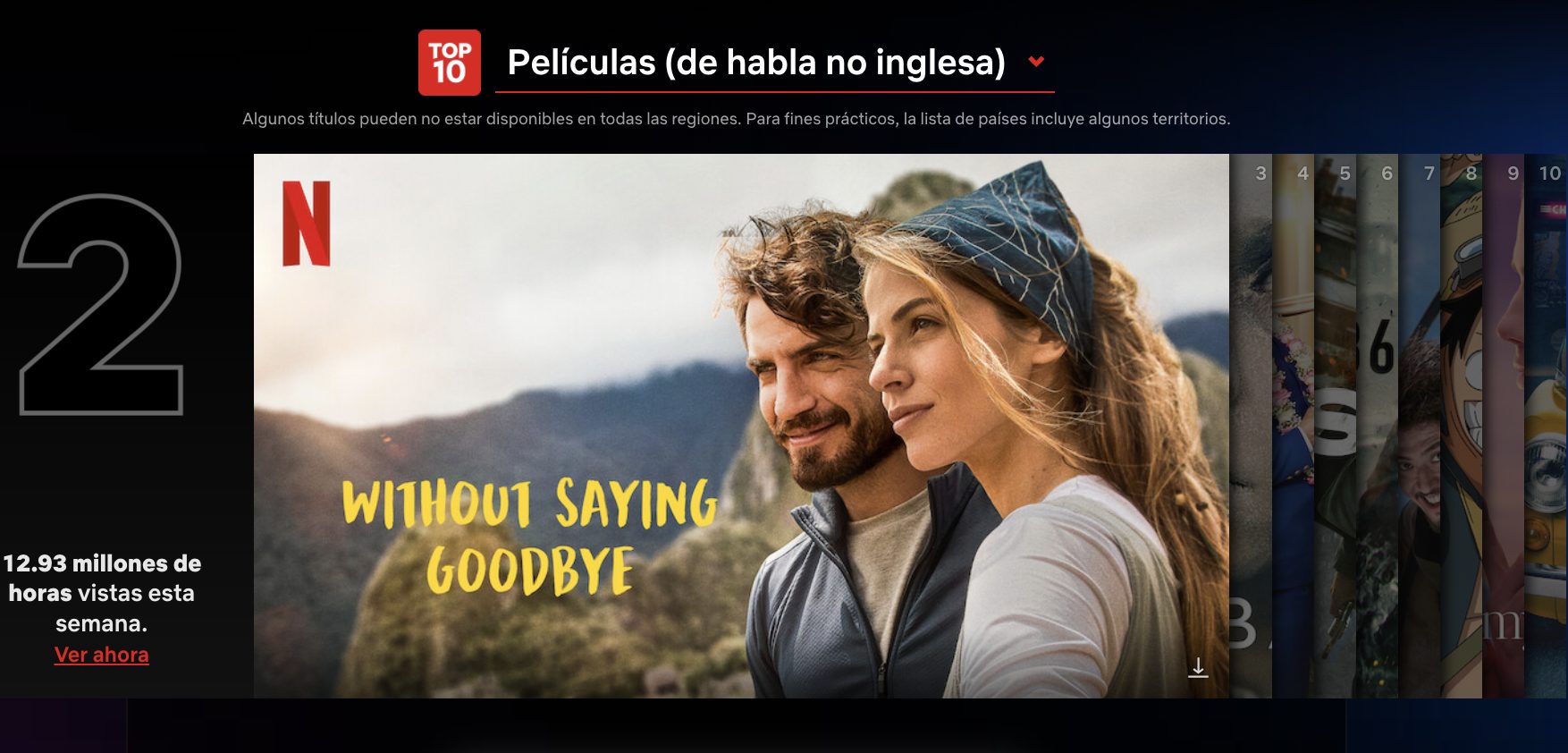 Foto de Hasta que nos volvamos a encontrar en el Top10 global de películas de habla no inglesa de Netflix