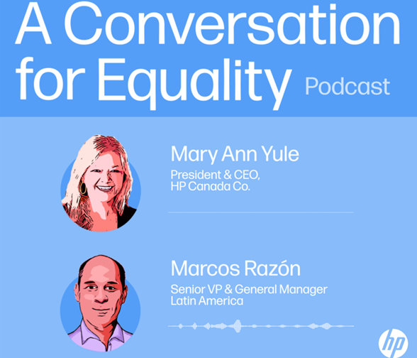 Fotos de Podcast de HP acerca de la importancia de conversar sobre la igualdad de género en las empresas