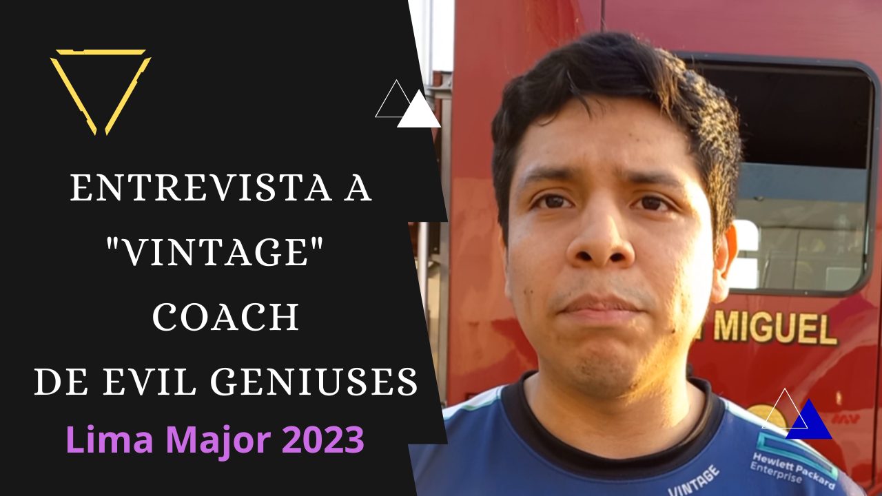 Foto de Juan David «Vintage» Angulo, el coach de Evil Geniuses comenta sobre la partida contra beastcoast en la Lima Major 2023 de Dota 2