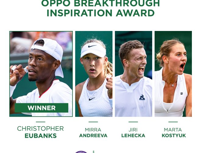 Fotos de Christopher Eubanks gana el premio OPPO Breakthrough Inspiration Award en Wimbledon 2023