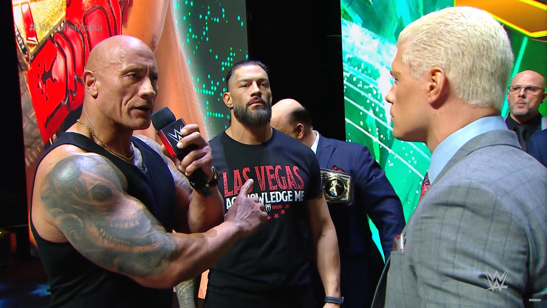 Foto de WrestleMania XL Kickoff: Cody Rhodes reta a Roman Reigns, y The Rock le mete una cachetada
