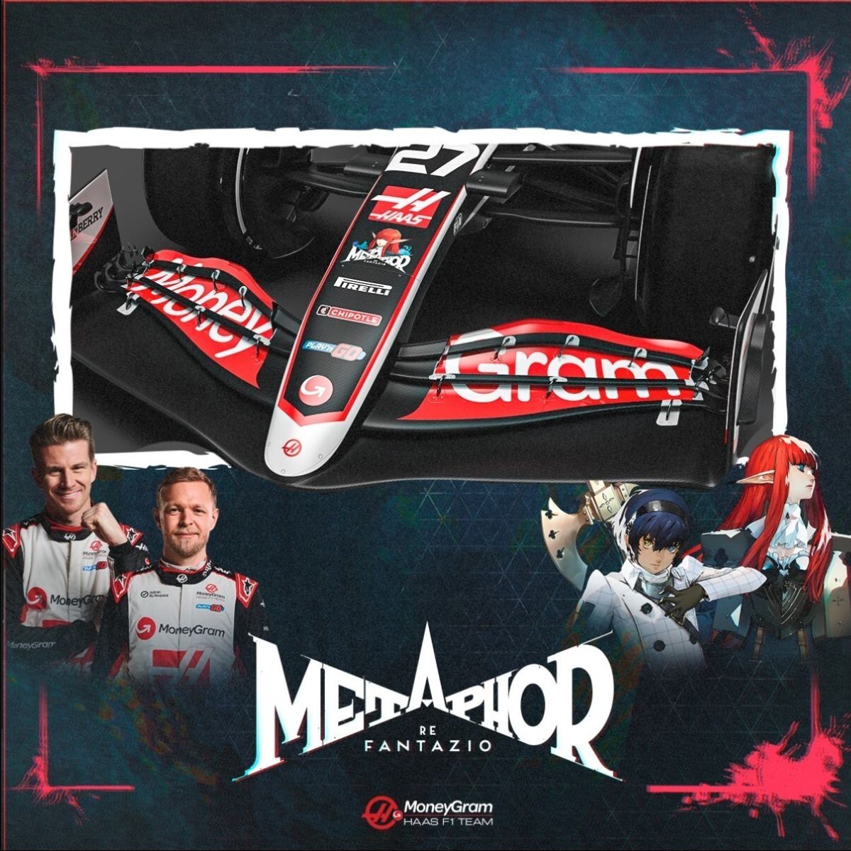 Foto de Metaphor: ReFantazio tiene una colaboración en los autos del equipo MoneyGram Haas F1 Team en el GP de Singapur