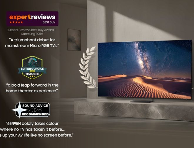 Foto de La línea de TVs y audio 2026 de Samsung recibe reconocimiento por su calidad de imagen, sonido y experiencia gaming
